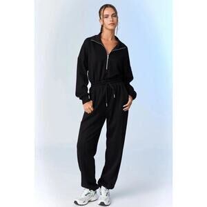 NWT Papermoon Women's Black Zoe Soft Knit Jumpsuit Size Large
